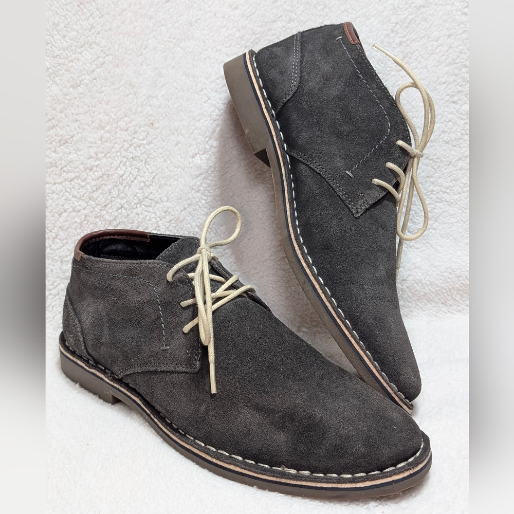 Kenneth Cole REACTION Men's 11.5 Desert Sun Chukka Boot Charcoal Gray Suede